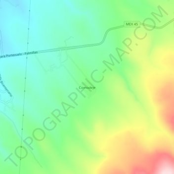 Mapa topográfico Comodeje, altitud, relieve