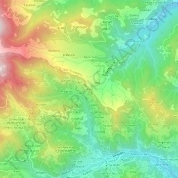 Mapa topográfico Xon, altitud, relieve