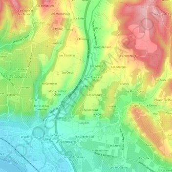Mapa topográfico La Rune, altitud, relieve