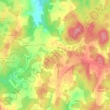 Mapa topográfico Puycharnaud, altitud, relieve