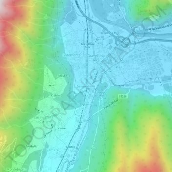Mapa topográfico Santa Maria, altitud, relieve