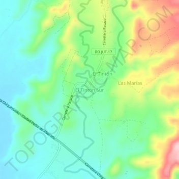 Mapa topográfico El Tintón Sur, altitud, relieve