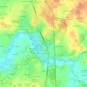 Mapa topográfico Le Poncel, altitud, relieve
