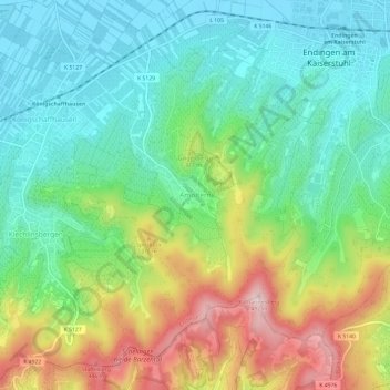 Mapa topográfico Amoltern, altitud, relieve
