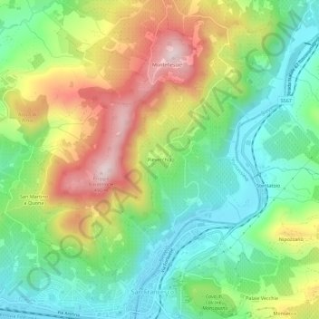 Mapa topográfico Pievecchia, altitud, relieve