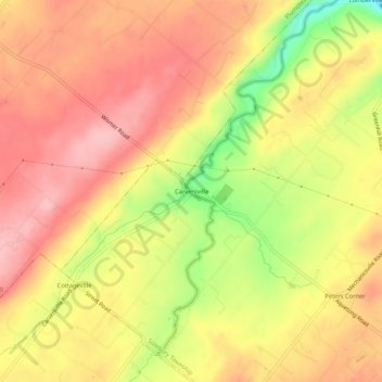 Mapa topográfico Carversville, altitud, relieve
