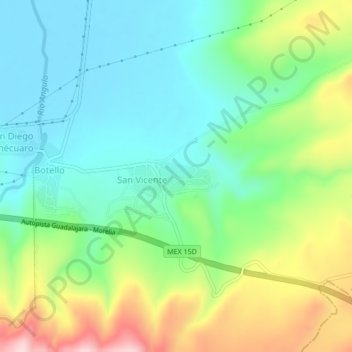 Mapa topográfico La Córdoba, altitud, relieve