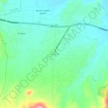 Mapa topográfico Panales, altitud, relieve