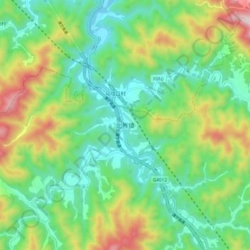 Mapa topográfico Beijie, altitud, relieve