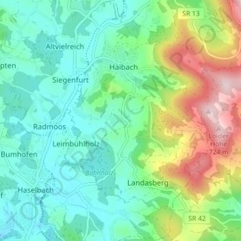 Mapa topográfico Semmersdorf, altitud, relieve