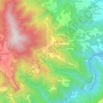 Mapa topográfico Croce-Stazzana, altitud, relieve