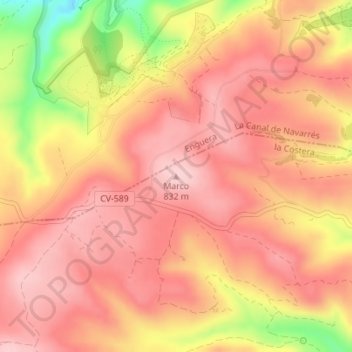 Mapa topográfico Marco, altitud, relieve