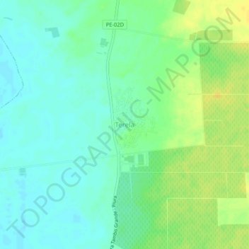 Mapa topográfico Terela, altitud, relieve
