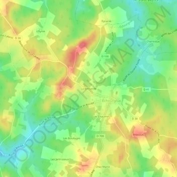 Mapa topográfico La Bernarde, altitud, relieve