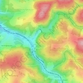 Mapa topográfico Bockhagen, altitud, relieve