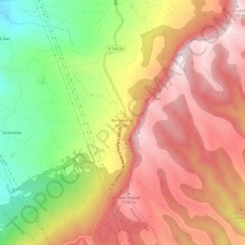 Mapa topográfico Benavent de la Conca, altitud, relieve