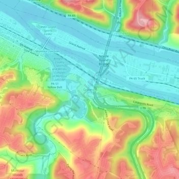 Mapa topográfico Groveton, altitud, relieve