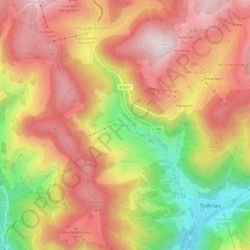 Mapa topográfico Aftersteg, altitud, relieve