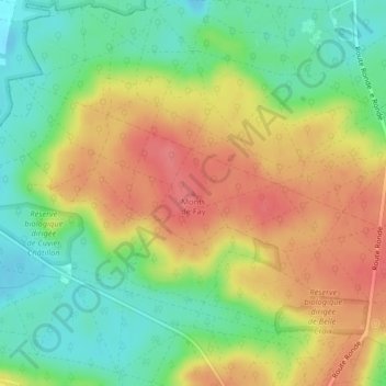 Mapa topográfico Monts de Fay, altitud, relieve