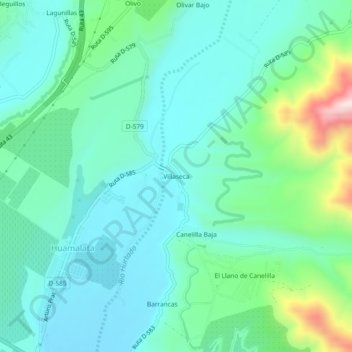 Mapa topográfico Villaseca, altitud, relieve
