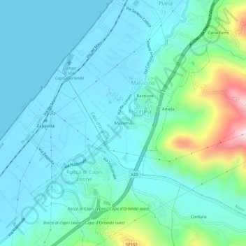 Mapa topográfico Masseria, altitud, relieve