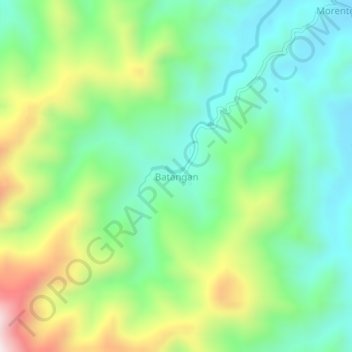 Mapa topográfico Batangan, altitud, relieve