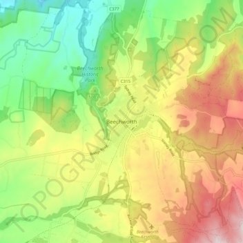 Mapa topográfico Beechworth, altitud, relieve
