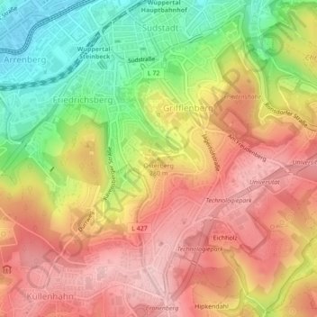 Mapa topográfico Osterberg, altitud, relieve