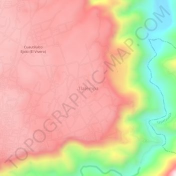 Mapa topográfico Tlatempa, altitud, relieve