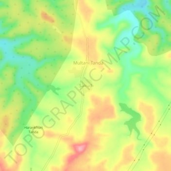 Mapa topográfico Sakud, altitud, relieve
