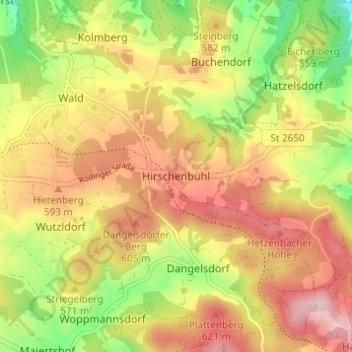 Mapa topográfico Hirschenbühl, altitud, relieve