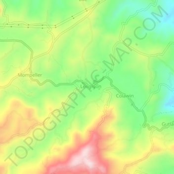 Mapa topográfico Lengigon, altitud, relieve