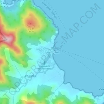 Mapa topográfico Capurganá, altitud, relieve