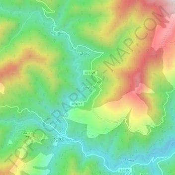 Mapa topográfico Leiroso, altitud, relieve