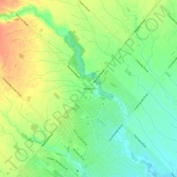 Mapa topográfico Wildfield, altitud, relieve