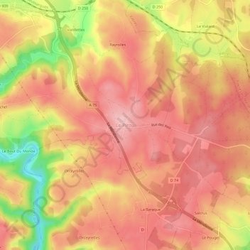Mapa topográfico Le Pirou, altitud, relieve