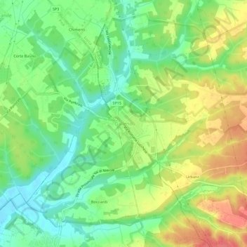 Mapa topográfico Galleno, altitud, relieve
