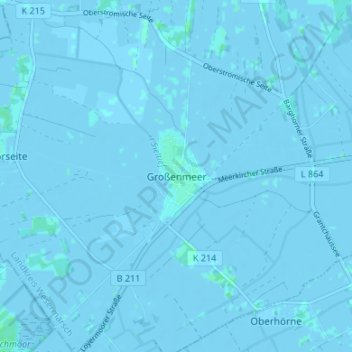 Mapa topográfico Großenmeer, altitud, relieve
