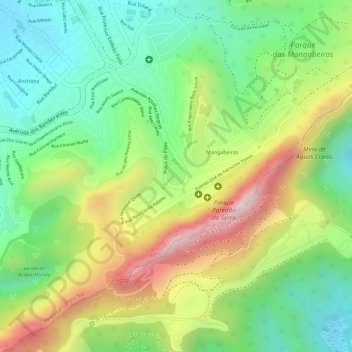 Mapa topográfico Praça do Papa, altitud, relieve