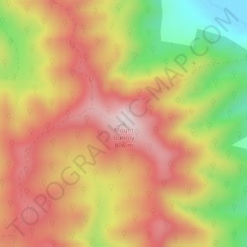 Mapa topográfico Mount Bunroy, altitud, relieve