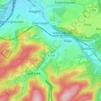 Mapa topográfico Krähnocken, altitud, relieve
