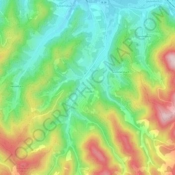 Mapa topográfico Ödsbach, altitud, relieve