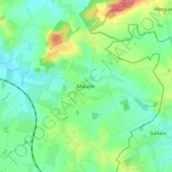 Mapa topográfico Maulde, altitud, relieve