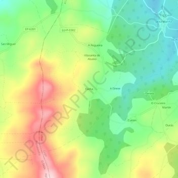 Mapa topográfico Facha, altitud, relieve