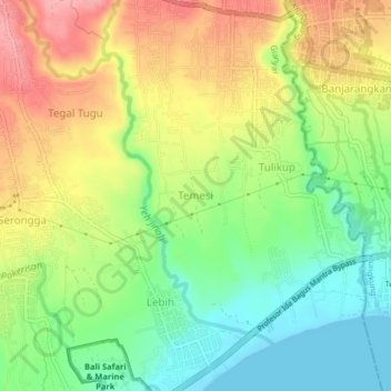 Mapa topográfico Temesi, altitud, relieve