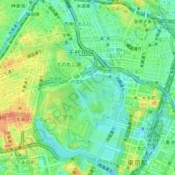 Mapa topográfico Edo Castle, altitud, relieve
