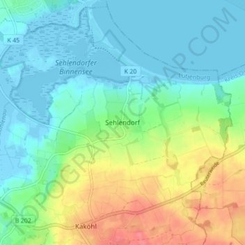 Mapa topográfico Sehlendorf, altitud, relieve