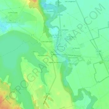 Mapa topográfico Le Barillot, altitud, relieve