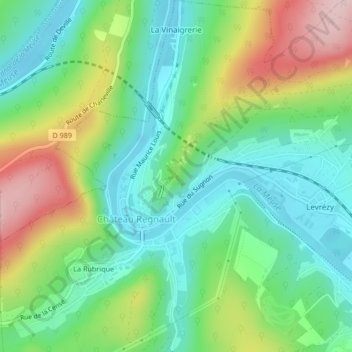 Mapa topográfico Roche Bayart, altitud, relieve