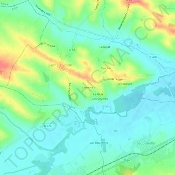 Mapa topográfico Lazimont, altitud, relieve